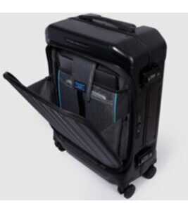 PQ-Light - Handgepäcktrolley mit Frontfach für Laptop/Tablet in Schwarz Matt