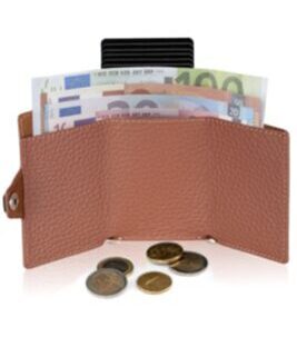 ZNAP Geldbörse Leder genarbt Cognac für 8 Karten