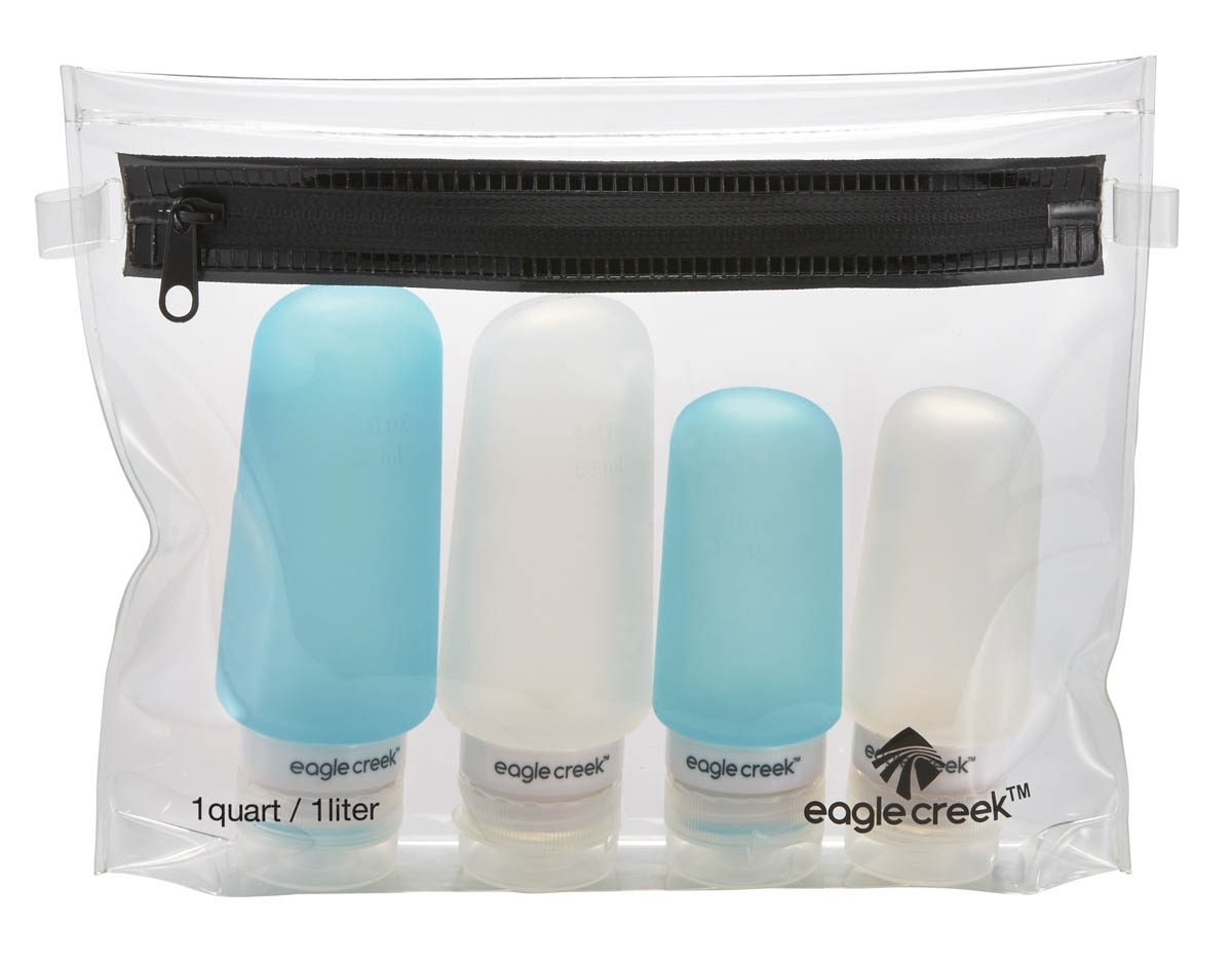 Image of Silicone Bottle Set in Clear/Aqua