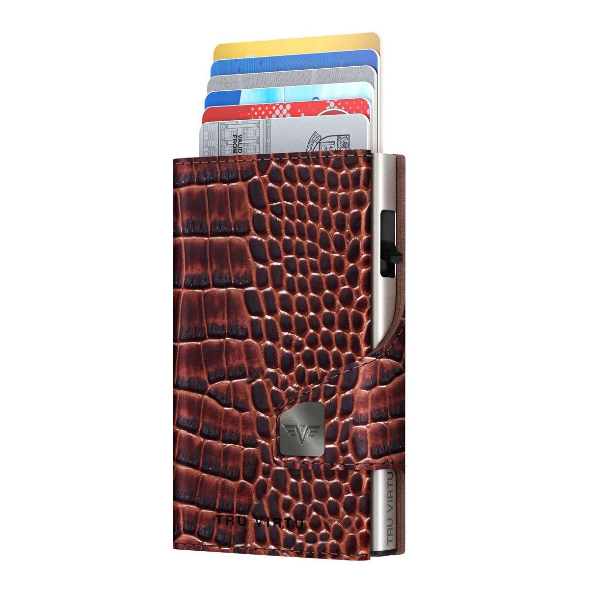 Image of Wallet Click & Slide Classic Croco Brown/Silver