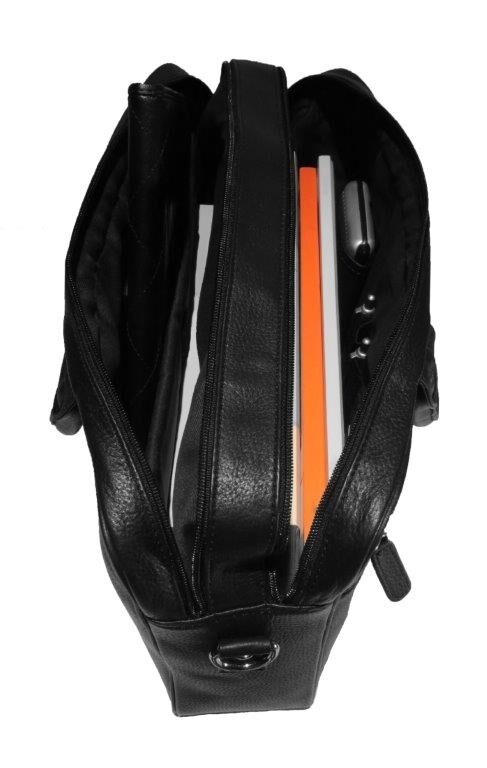 Aktenmappe / Laptop-Tasche aus Vollrindleder schwarz