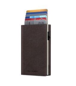 Wallet Click & Slide Sleek Nappa Brown/Silver