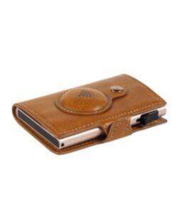 Furbo RFID-Kartenhalter aus Leder mit Banknotenfach und AirTag-Etui in Honiggelb