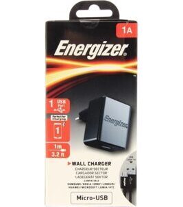 Energizer - Classic Wall Charger Micro USB 1A 1USB EU mit Micro USB Kabel in Schwarz