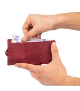 ZNAP Geldbörse Korkleder Rot für 8 Karten