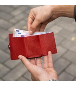 ZNAP Geldbörse Leder genarbt Rot für 8 Karten