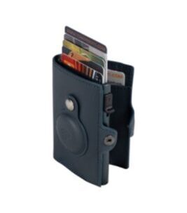Furbo RFID-Kartenhalter aus Leder mit Banknotenfach und AirTag-Etui in Blau