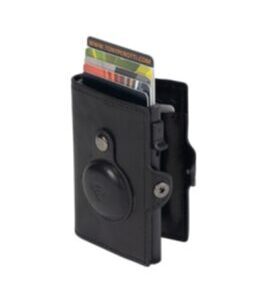 Furbo RFID-Kartenhalter aus Leder mit Banknotenfach und AirTag-Etui in Schwarz