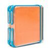 Weiches Mikrofasertuch mit Behälter für Sport und Reise - Orange/Blau 1