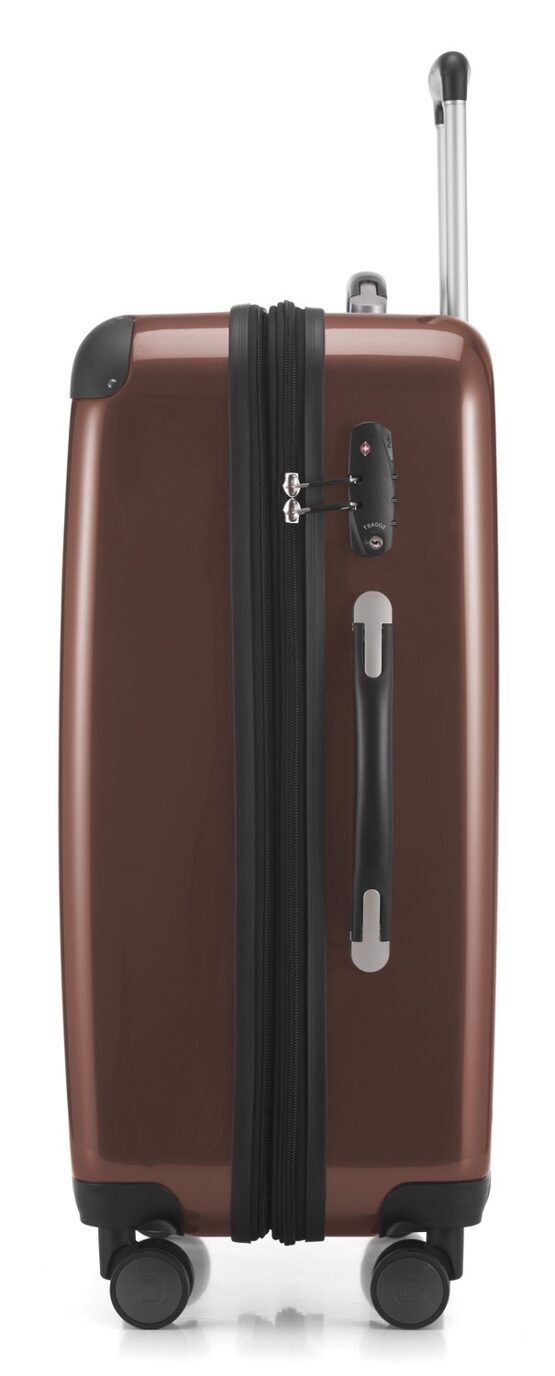 Alex - Koffer Hartschale M glänzend mit TSA in Braun