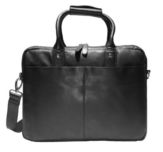 Laptop-Tasche aus weichem Nappa Rindleder 40 cm Schwarz