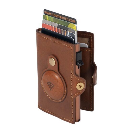 Furbo RFID-Kartenhalter aus Leder mit Banknotenfach und AirTag-Etui in Dunkelbraun
