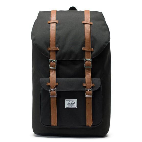 Little America - Rucksack 25L in Black/Tan Synthetic Leather