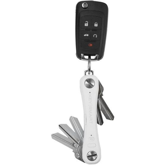 KeySmart Pro - Kompakter Schlüsselhalter mit Tile für 14 Schlüssel - Weiss