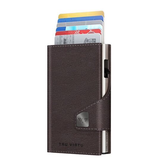 Wallet Click &amp; Slide Coin Pocket Nappa Brown/Silver