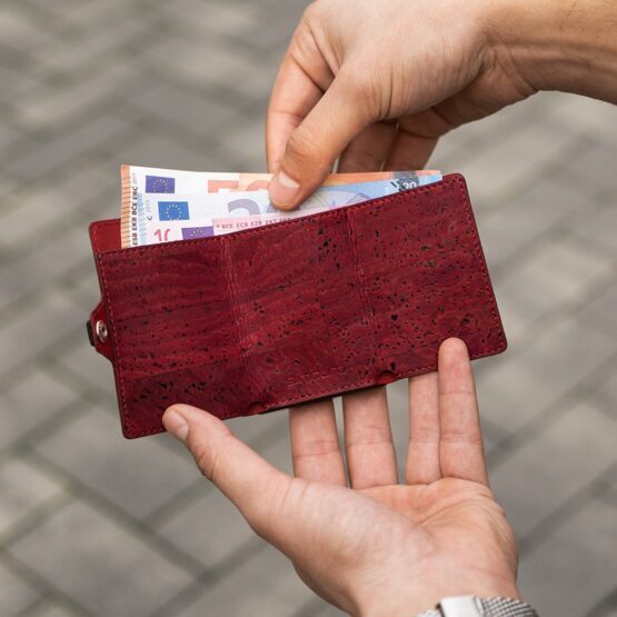 ZNAP Geldbörse Korkleder Rot für 12 Karten
