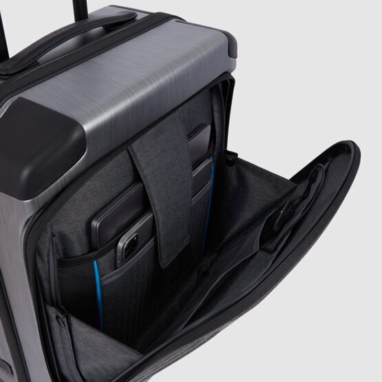 PQ-Light - Premium Handgepäcktrolley mit Frontfach für Laptop/Tablet in Grau