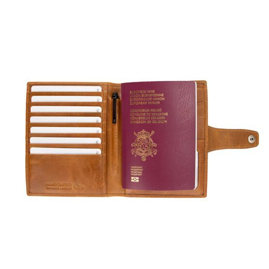 AirTag Passport Holder, Brushed Cognac
