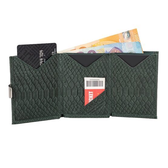 Exentri Wallet Leder Kobragrün für 10 Karten