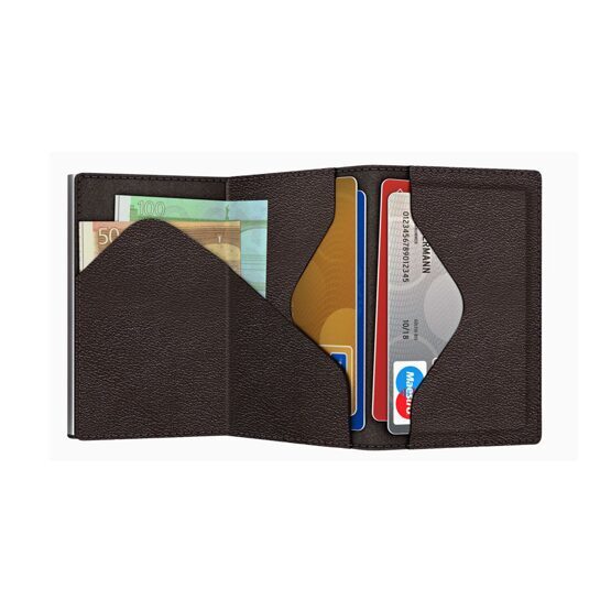 Wallet Click &amp; Slide Sleek Nappa Brown/Silver