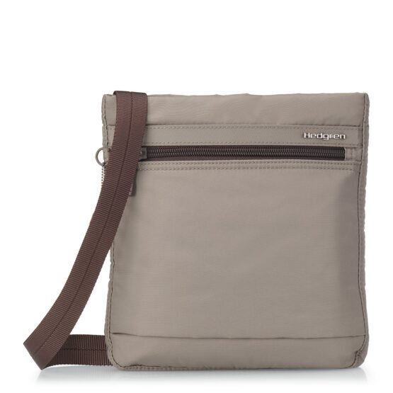 Leonce Small Vertical Crossover RFID in Sepia Brown