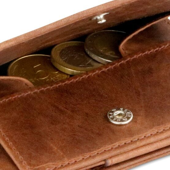 Cavare - Magic Portemonnaie mit Münzfach in Braun aus gebürstetem Leder