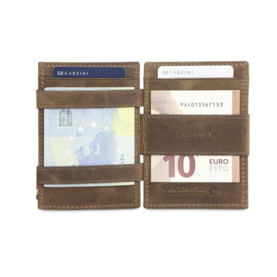 Essenziale - Magic Portemonnaie in Braun aus gebürstetem Leder