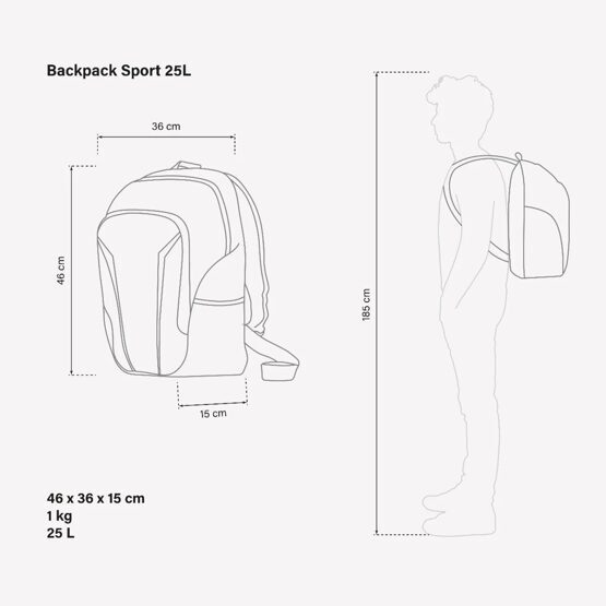 Backpack Sports 25L, Schwarz