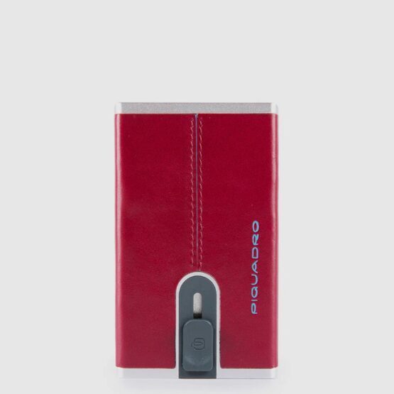 Blue Square - Kreditkartenetui mit Schiebesystem in Rot