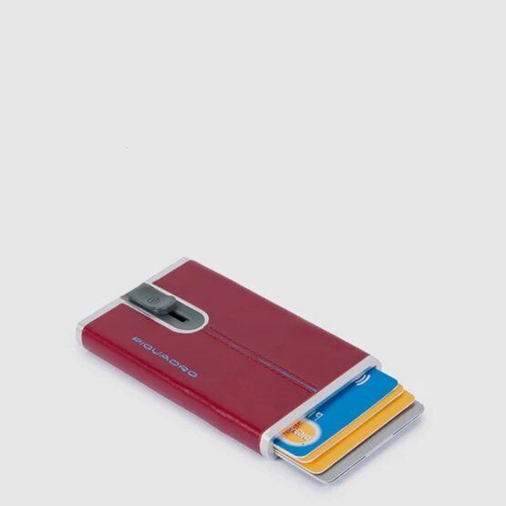 Blue Square - Kreditkartenetui mit Schiebesystem in Rot