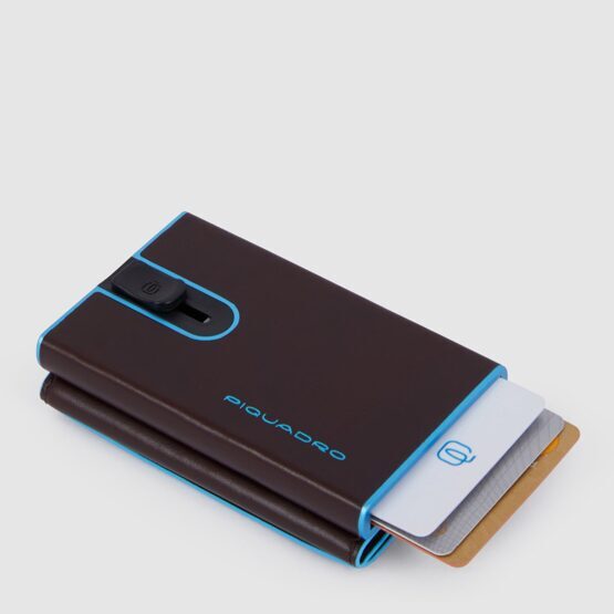 Blue Square - Compact Wallet für Scheine und Kreditkarten in Mahagoni