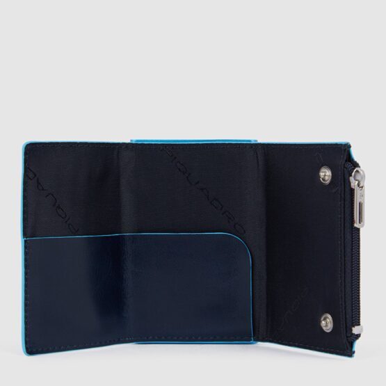Blue Square - Compact Wallet mit Schiebesystem und Münzfach in Blau