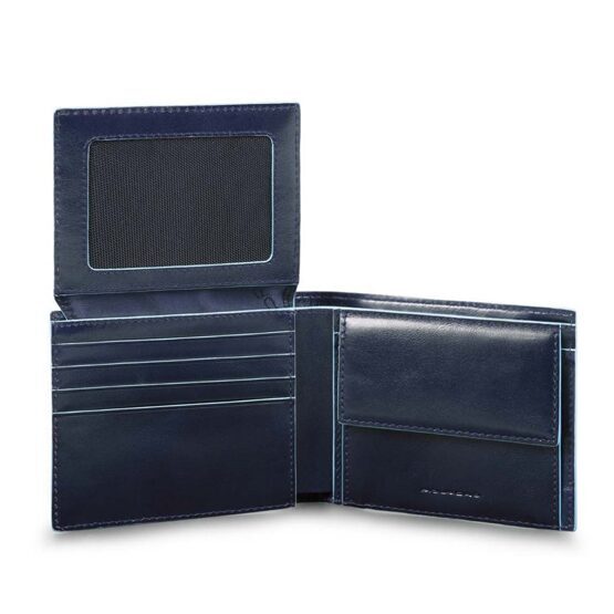 Blue Square - Herrenbrieftasche mit Klapp-Ausweisfenster und Münzfach in Blau