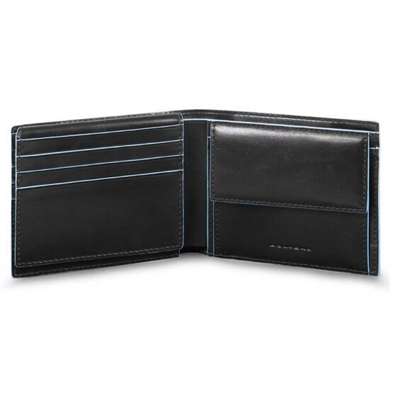Blue Square - Herrenbrieftasche mit Klapp-Ausweisfenster und Münzfach in Schwarz