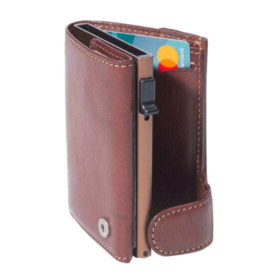 Furbo Kreditkartenetui Braun mit Papier und Münzgeldfach