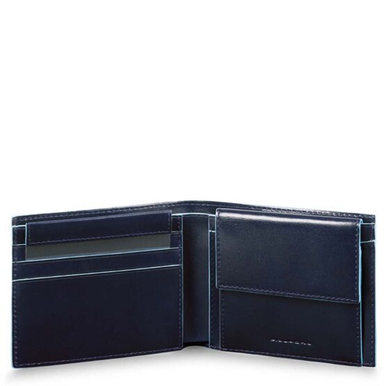 Herrenbrieftasche mit Münz-und Kreditkartenfach in Blau