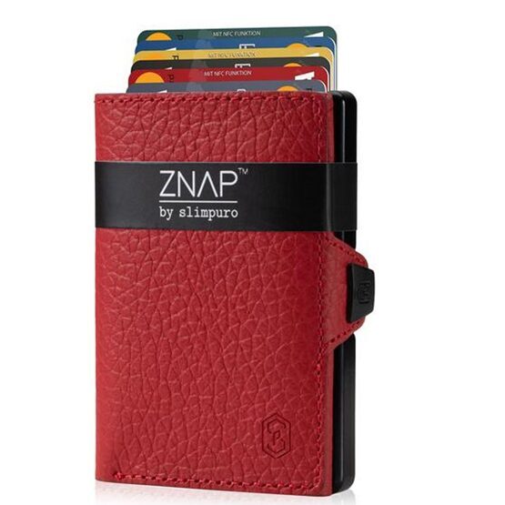 ZNAP Geldbörse Leder genarbt Rot für 12 Karten