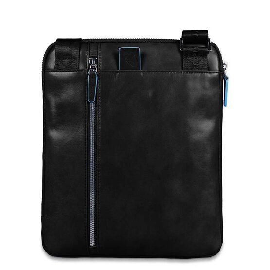 Blue Square – Umhängetasche mit doppelter Vortasche in schwarz
