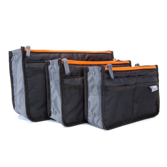 Bag in Bag - Black Neon Orange Zipper Grösse L