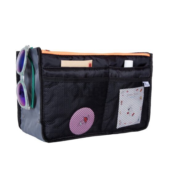 Bag in Bag - Black Neon Orange Zipper Grösse S