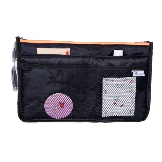 Bag in Bag - Black Neon Orange Zipper Grösse M