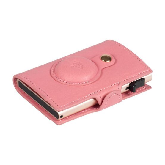 Furbo RFID-Kartenhalter aus Leder mit Banknotenfach und AirTag-Etui in Pink