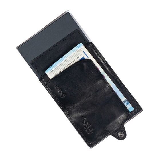 Furbo RFID-Kartenhalter aus Leder mit Banknotenfach und AirTag-Etui in Schwarz