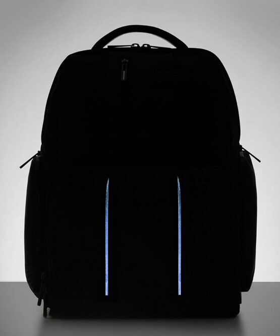 Fast-Check Laptoprucksack aus rezykliertem Stoff mit LED Licht Blau
