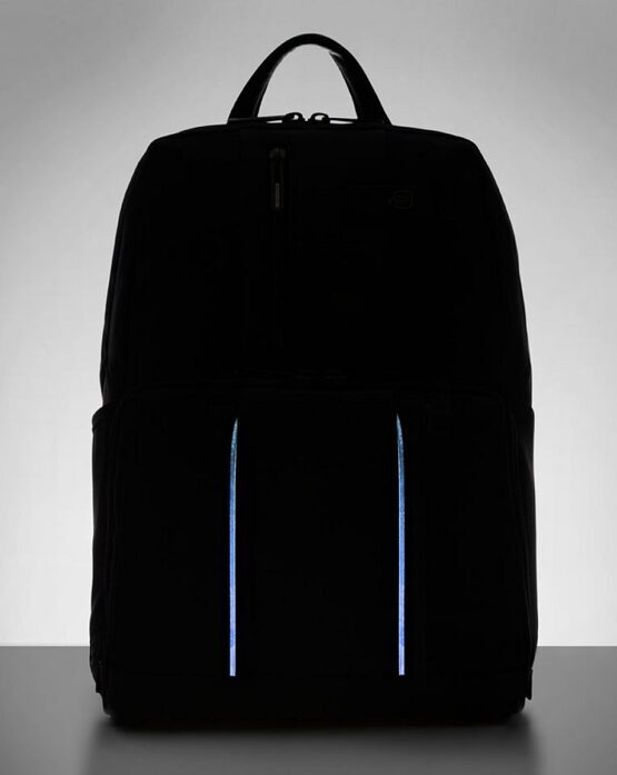 Laptoprucksack aus rezykliertem Stoff mit LED Licht Blau