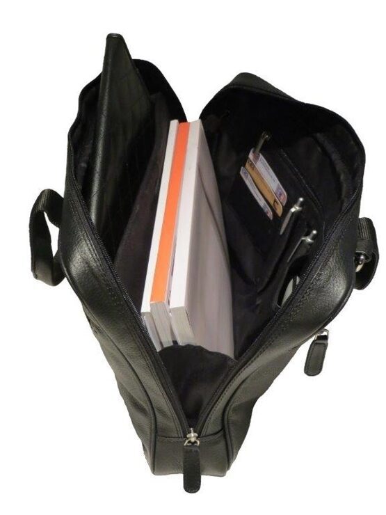 Laptop-Tasche aus Vollrindleder 41 cm schwarz